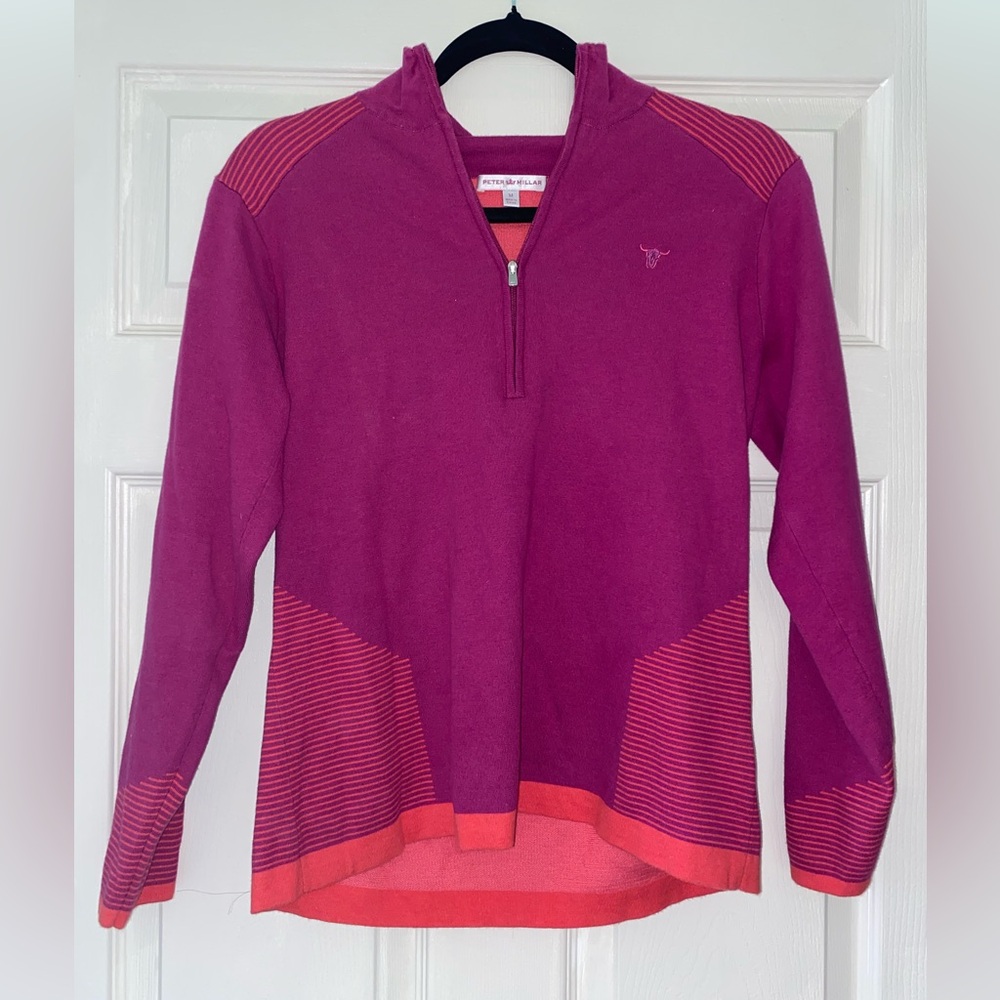PETER MILLER Women’s Quarter Zip Pullover Size M Pink & Coral Performance Top